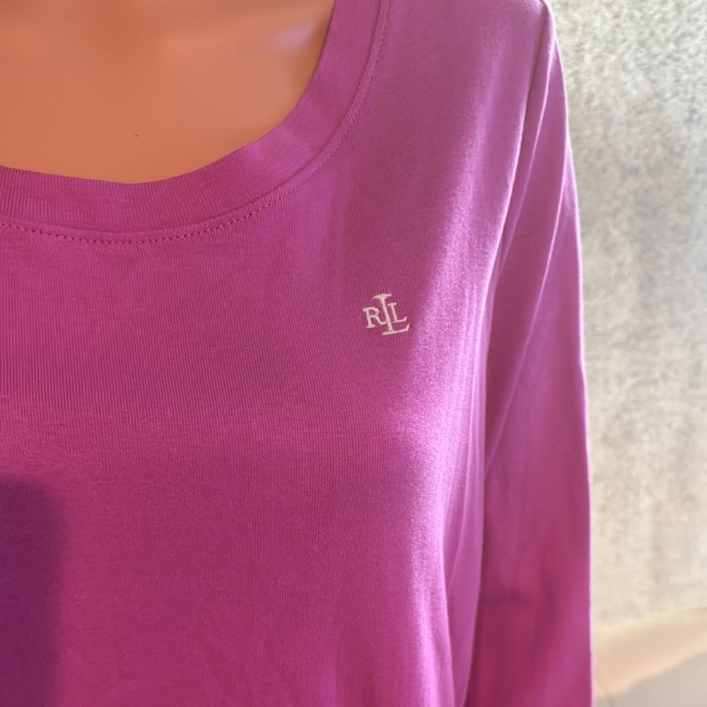 Lauren Ralph Lauren Pink Long Sleeve Relaxed Tunic - Picture 2 of 4